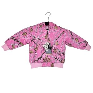 Bass Pro Shops Kids Pink Green Camo Print Hooded Jacket Size 12M NWT